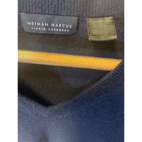 Neiman Marcus Mens Black Virgin Cashmere V Neck Long Sleeve Sweater Sz XXL - Picture 6 of 8